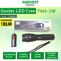 Senter Flashlight LED T6 CREE Aluminium Zoom