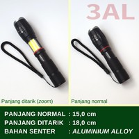 Senter Flashlight LED COB T6 CREE Aluminium Zoom Side Light