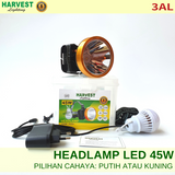 45W, Headlamp Lampu Senter Kepala LED, Rechargeable, Multiguna