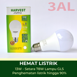 13W, HARVEST LIGHTING Bohlam LED A Bulb, Lampu LED 13 Watt