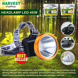 45W, Headlamp Lampu Senter Kepala LED, Rechargeable, Multiguna